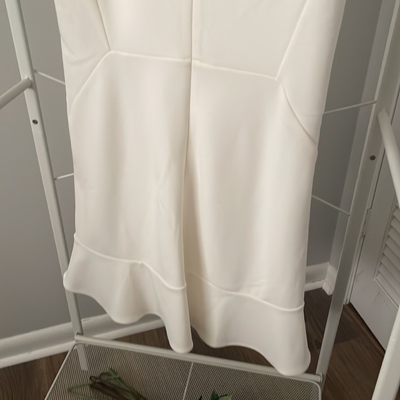Express White Ruffle Fit and Flare Dress - Picture 5 of 6